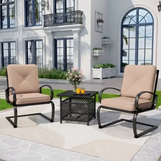 Captiva Designs 3pc Patio Bistro Set with Square Umbrella Table image {10}