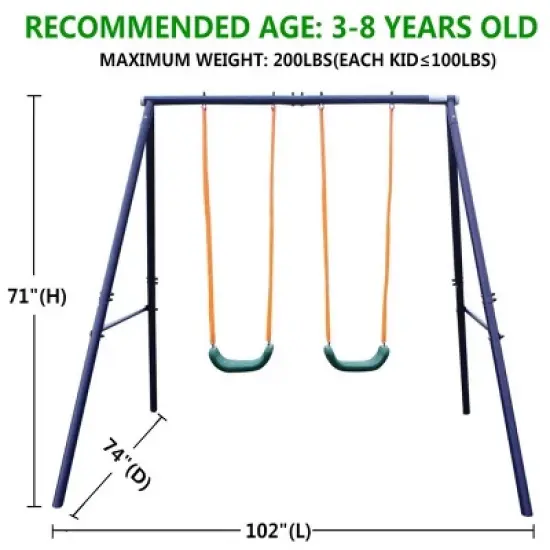 Dexmalle Two Station Swing Set for Children image {6}