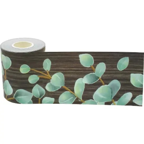 Teacher Created Resources Straight Rolled Border Trim 3" x 50' Green/Brown Eucalyptus 3/Pack image {1}