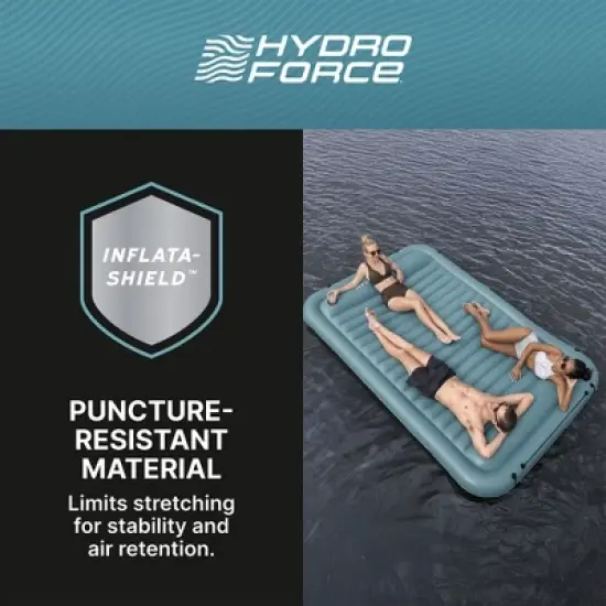 Bestway Hydro-Force Sun Soaker Inflatable Water Floating Platform 4 Person Lake Raft Lounger with Built-In Cup Holders, 106 Inches, Blue image {4}