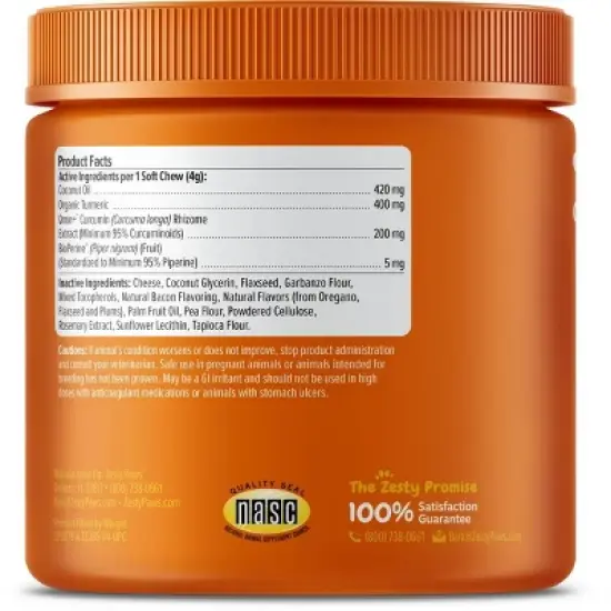 Zesty Paws Turmeric Supplement Bites - Bacon - 90ct image {1}