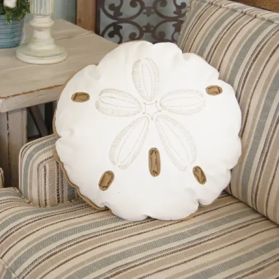 RightSide Designs Sand Dollar Shaped Indoor/Outdoor Throw Pillow image {2}