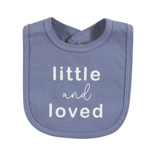 Touched by Nature Infant Boy Organic Cotton Bibs, Blue Peanut, One Size image {3}