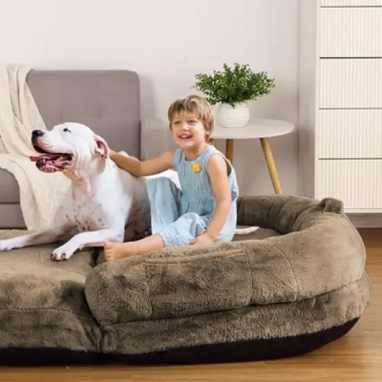 Human Sized Dog Bed for People Adults, Foldable Dog Bed for Humans, 71"x43"x10" Giant Dog Bed with Removable Cover, image {7}