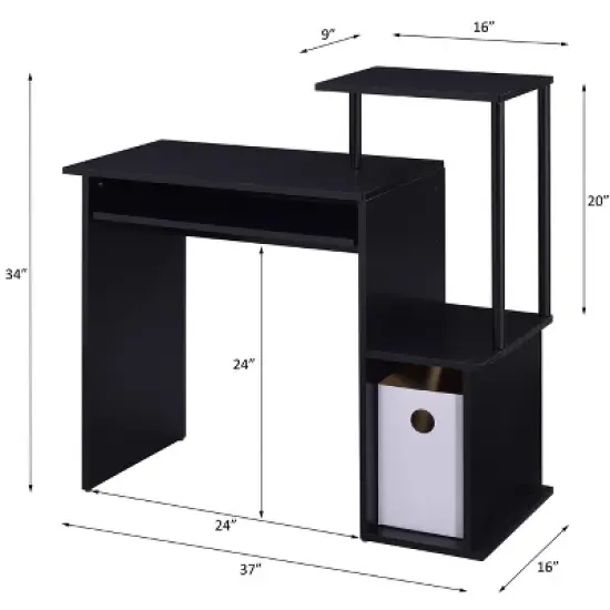 NicBex Gaming Desk Computer Table with Side open Shelves&Keyboard Tray,Versatile Home Office Desk for Study&Office,Home Workstation image {1}