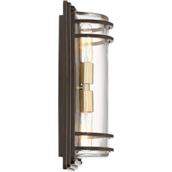 John Timberland Habitat Modern Outdoor Wall Light Fixture Bronze Warm Brass 16" Clear Glass for Post Exterior Barn Deck House Porch Yard Patio Home image {6}