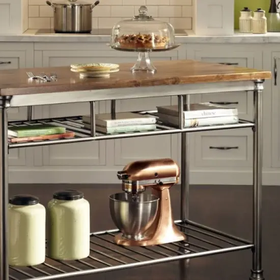 Orleans Kitchen Island Stainless Steel Base with Wood Top Brown - Homestyles image {5}