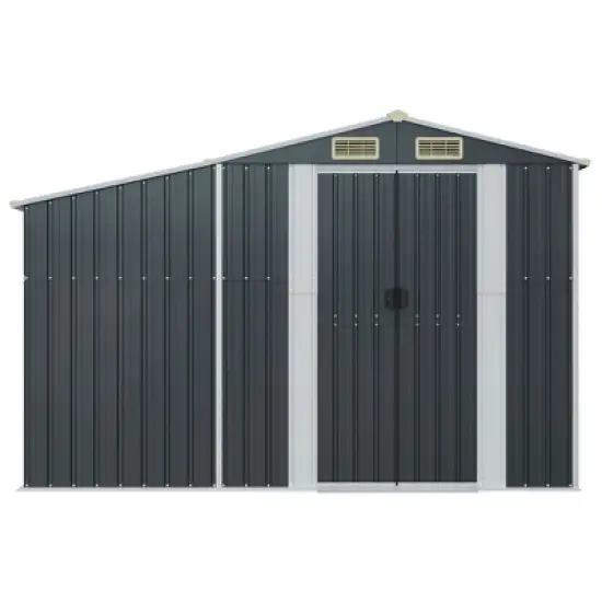 vidaXL Garden Shed in Anthracite - Galvanized Steel Garden Storage with Ample Space, Convenient Design, and Ventilation image {2}