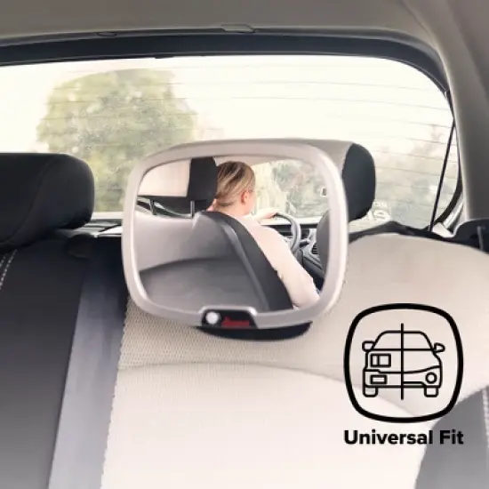 Diono Easy View Plus Baby Car Mirror with Light, For Rear Facing Infant with 360 Rotation, Silver image {6}