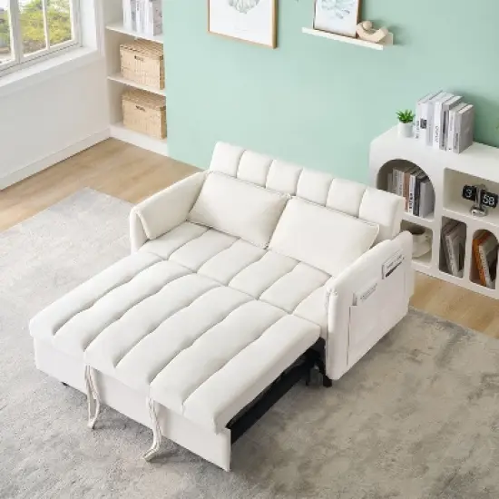 Sapphtopaz 52" Couches for Living Room 2-Seater Pullout Sofa Bed 3 in 1 Convertible Sleeper Sofa with Pillow & Pocket Small Loveseat for Bedroom image {7}