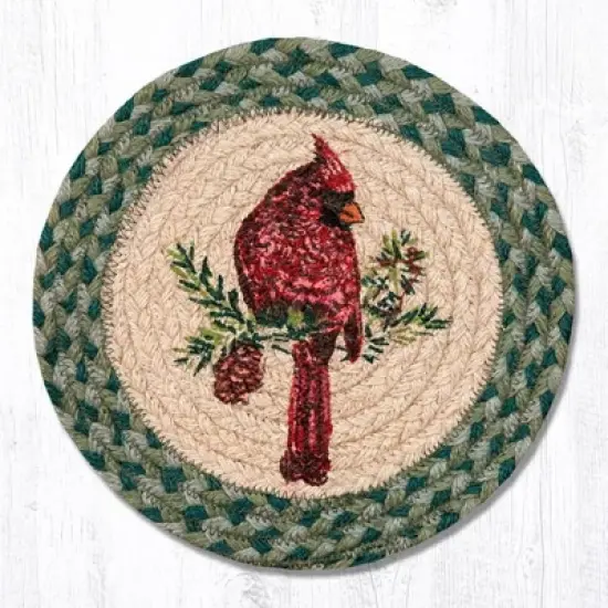 Earth Rugs Cardinal Printed Round Trivet 10"x10" Heat-Resistant Kitchen Accessory image {3}