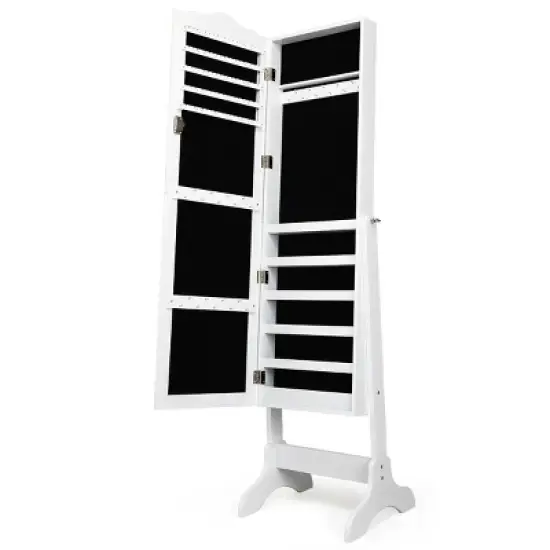 Costway Mirrored Jewelry Cabinet Organizer Storage Box White image {5}