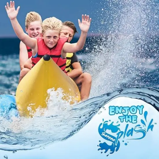 SereneLife Person Inflatable Banana Boat, Includes Storage Bag, Foot Pump, and Repair Kit, Tough and Thick, Reinforced Seats and Foot Areas image {6}