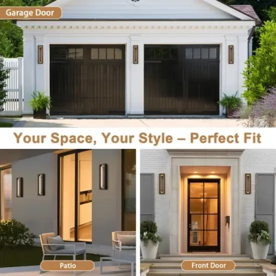 LamQee Modern Outdoor Wall Lights Fixtures 3000K Integrated LED Exterior Lighting Fixtures with Rectangle Metal Frame image {13}