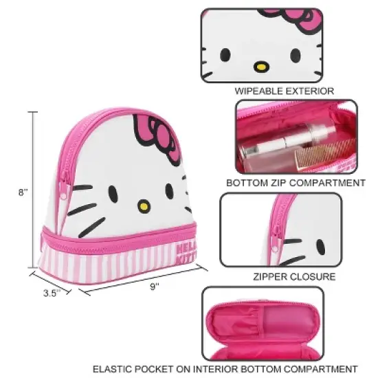 Hello Kitty Big Face Pink Zippered Dome Cosmetic Case image {4}
