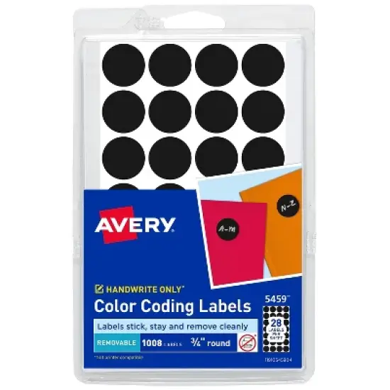 Avery Hand Written Color Coding Labels 3/4" Dia. Black 28/Sheet ET5459 image {6}