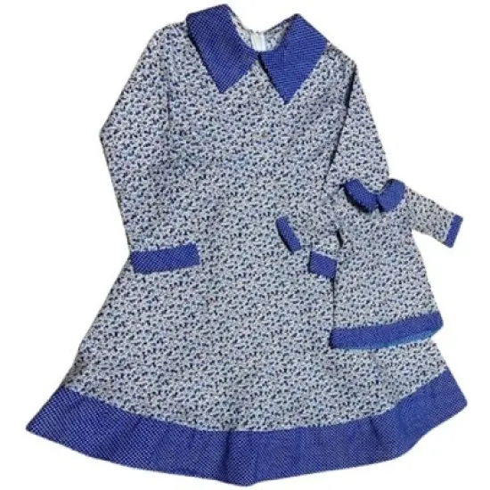 Doll Clothes Superstore Size 4 Matching Girl And Doll Blue Flower Dresses image {1}