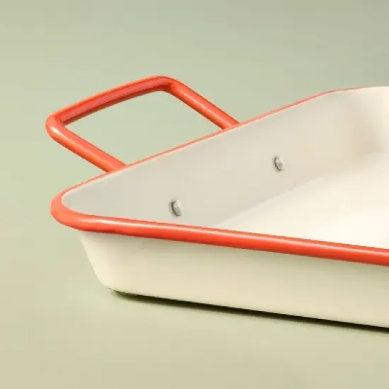 Powder-Coated Metal Rectangular Serving Tray Cream/Orange - Hearth & Hand&trade; with Magnolia image {3}