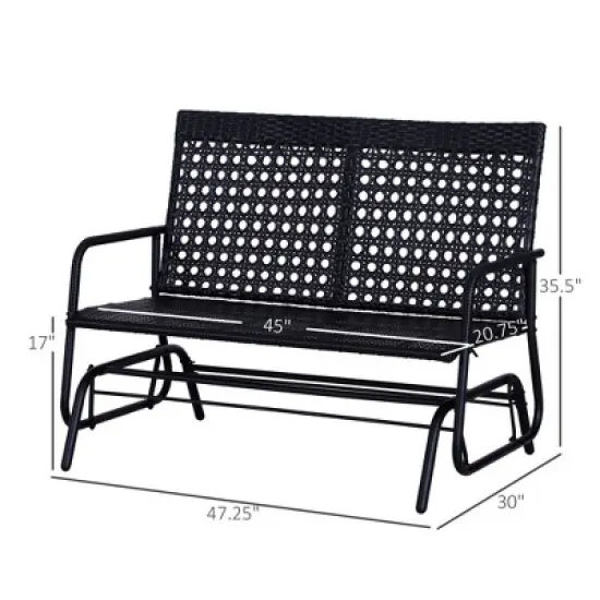 MOEPISY Patio 2-Person Wicker Glider Bench Rocking Chair image {6}