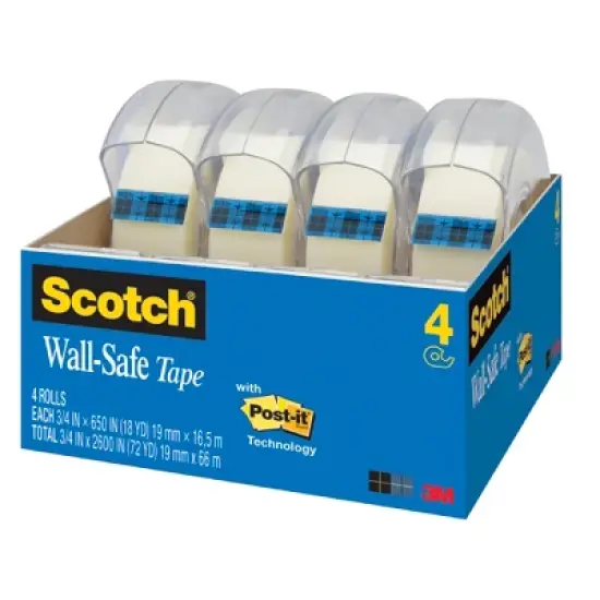 Scotch Wall Safe Tape, 0.75 x 650 Inches, Pack of 4 image {1}