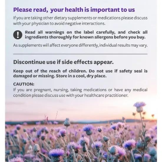 USDA Organic Milk Thistle Capsule, 80% Silymarin Supplement for Liver Support, 9,000mg Milk Thistle Extract for Liver Detox, Pure Co, 60 or 120ct image {4}