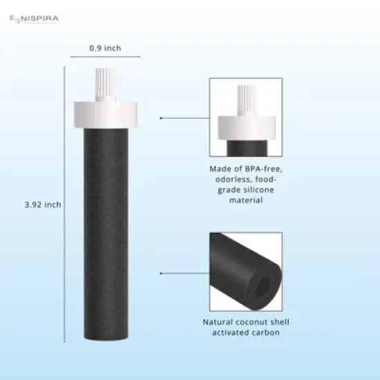 Nispira Activated Carbon Water Bottle Filter Replacement Compatible with Brita BB06 Hard Sided Stainless Steel and Plastic Bottle, 12 Packs image {2}