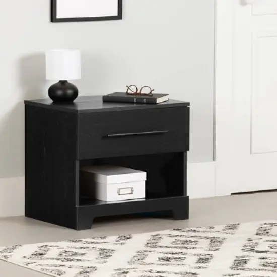 South Shore Primo Nightstand with Drawer Black Oak image {3}