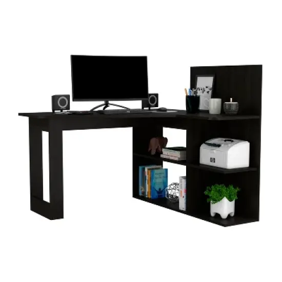 NicBex Writing Computer Desk Table L-Shaped Corner Desk with Storage,Home Office Desks with 5 Open Shelves,Modern Gaming Table image {5}