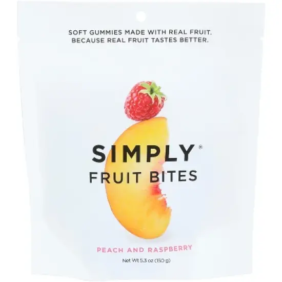 SimplyGum Fruit Bites Peach Raspberry - Case of 6 - 5.3 oz image {1}