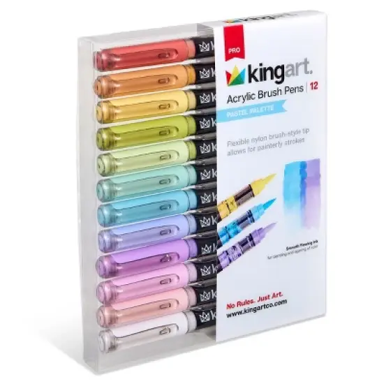 KINGART PRO Acrylic Paint Brush Pens 12 Pastel Colors image {11}
