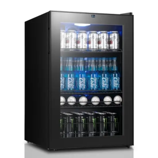 Yeego 141 Cans Beverage Cooler, Freestanding Beverage Refrigerator with Glass Door, Adjustable Shelving image {11}