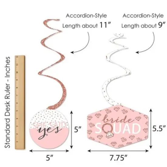 Big Dot of Happiness Bride Squad - Rose Gold Bridal Shower or Bachelorette Party Hanging Decor - Party Decoration Swirls - Set of 40 image {5}