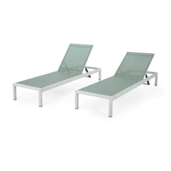 GDFStudio Crested Bay Outdoor Mesh and Aluminum Armless Adjustable Chaise Lounges (Set of 2) image {9}