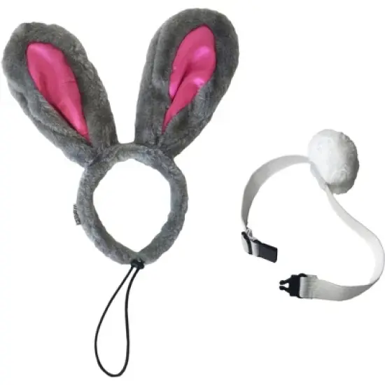 Midlee Easter Bunny Gray & Pink Dog Rabbit Ears with Tail (Small) image {1}