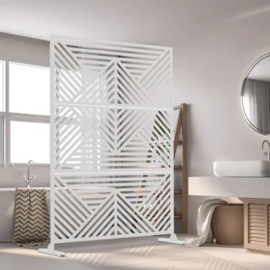 46.8in.W x 71.37in.H White Mountain Shape Galvanized sheet Outdoor Garden Screen Decorative Art Panel image {3}