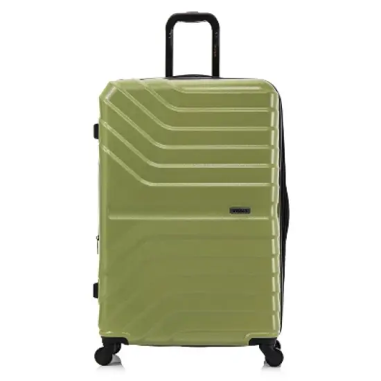 InUSA Aurum Lightweight Hardside Large Checked Spinner Suitcase - Green image {17}