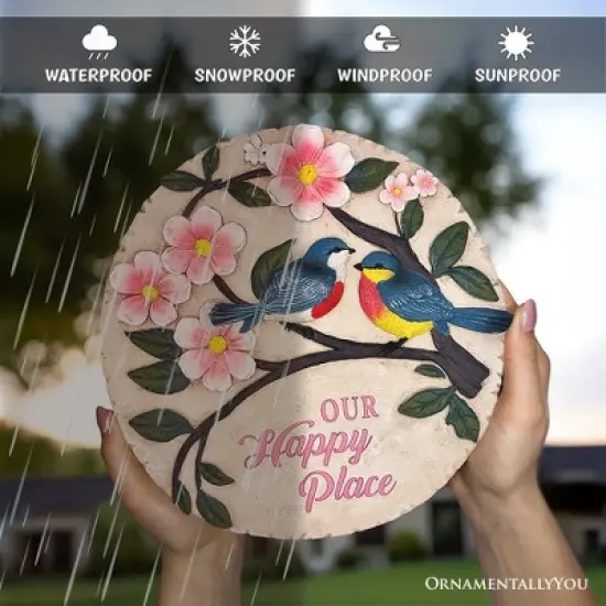 Blossoming Songbirds Positivity Stepping Stone, 9.5" Happiness Garden Decoration and Support Gift| OrnamentallyYou image {3}