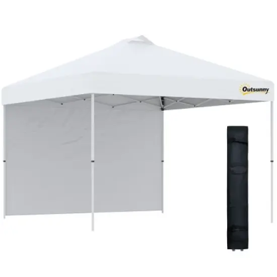 Outsunny 10' x 10' Pop Up Canopy Tent with 1 Sidewall, Carry Bag, Adjustable Height, Instant Shelter Tent for Backyard, Garden, and Patio image {9}