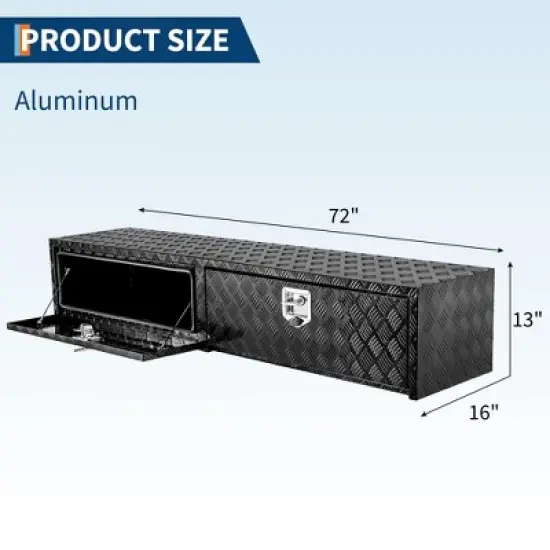 72" Metal Truck Tool Box, Diamond Plate Tool Chest Organizer With Lock and Keys, Truck Bed Toolbox for Pick Up, Trailer, Utility Tractor, Deck Box image {2}