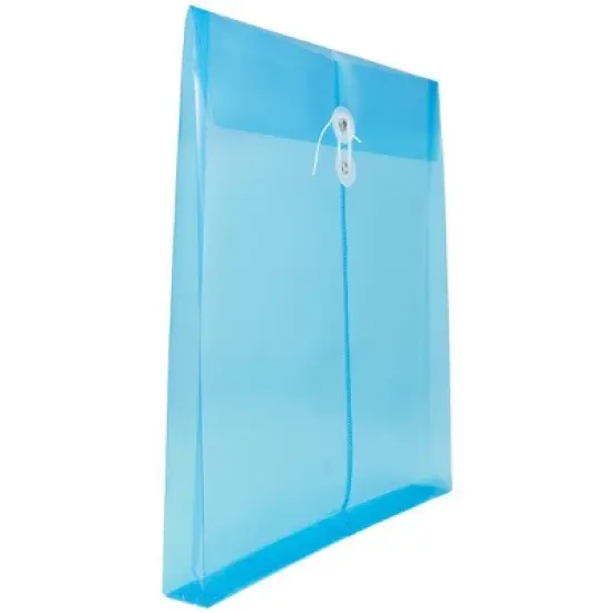 JAM Paper 9 3/4'' x 11 3/4'' 12pk Plastic Envelopes with Button and String Tie Closure, Letter Open End image {2}
