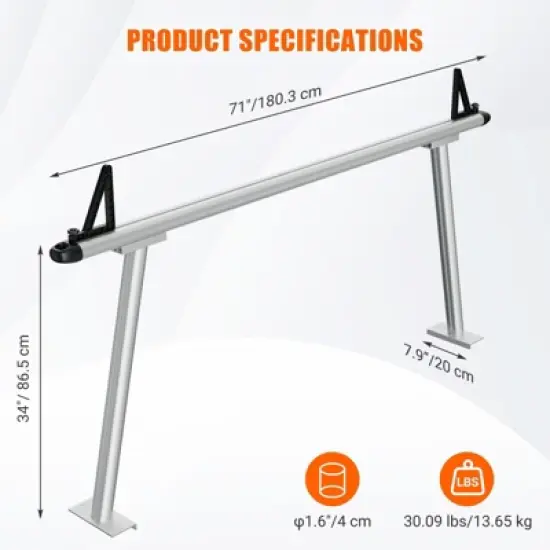 71" Aluminum Truck Ladder Rack - Heavy Duty 800LB Capacity, Universal Pickup Truck Bed Rack with 8 C-Clamps, for Kayak, Surfboard image {2}