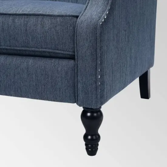 Apaloosa Oversized Wingback Press-Back Recliner Navy Blue - Christopher Knight Home: Tufted, Nailhead Trim, Polyester image {5}