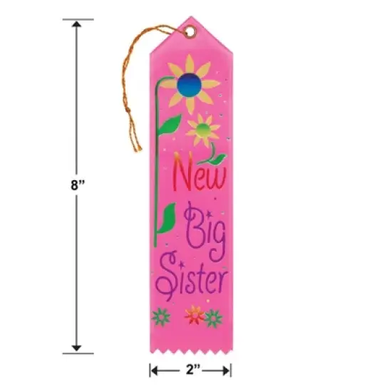 Beistle New Big Sister Award Ribbon, 2" x 8", (6/Pkg) Multicolored image {3}