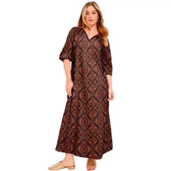 June + Vie by Roaman's Women&rsquo;s Plus Size Halcion Boho Maxi Dress image {5}