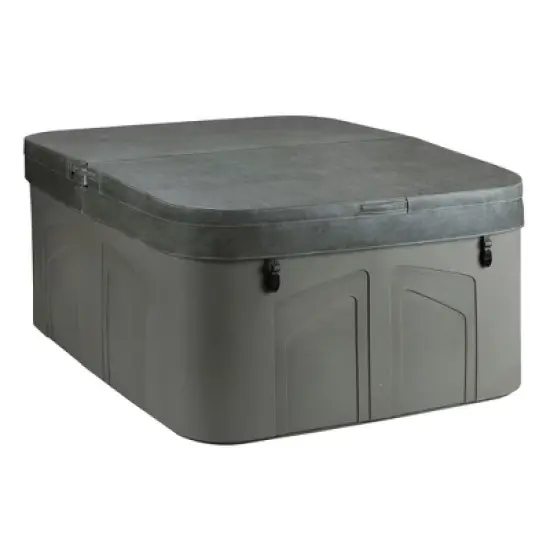 Life Smart 4 Person Plug and Play Thermal Friction Heating Square Hot Tub Spa with 13 Jets, Cover, and Multi Color LED Lighting System, Taupe image {3}