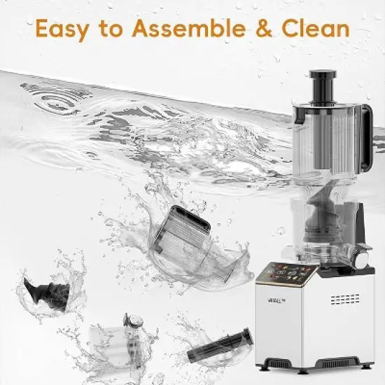 WHALL&reg; Cold Press Juicer Machine with Touchscreen, Slow Masticating Machines with 4.5" Extra Large Feed Chute, Reverse Function, Soft & Hard Models image {8}