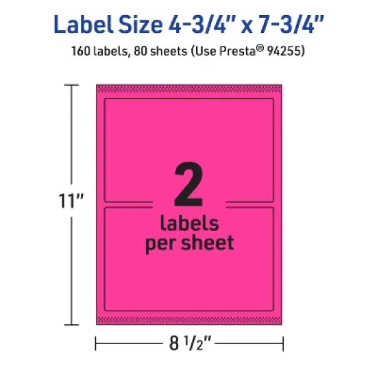 Avery Neon Magenta Paper Labels, 4.75" x 7.75" Rectangle image {4}