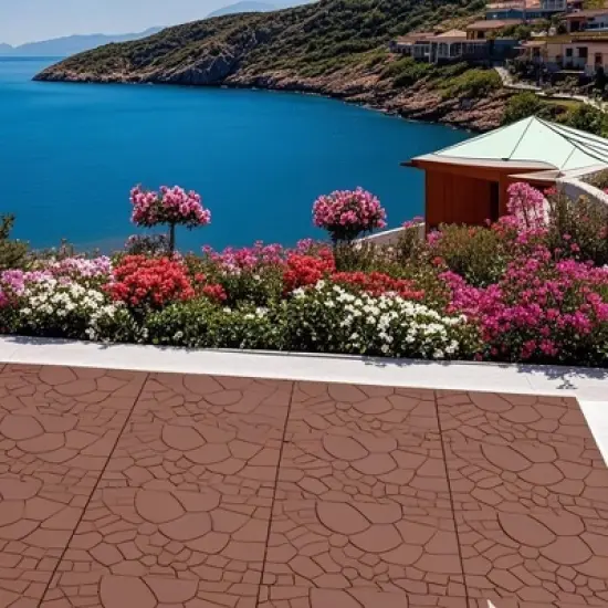 Stone texture 12" Patio Deck Tiles, 44 Pcs DIY Module Interlocking Decking Tiles Floor Tile image {2}