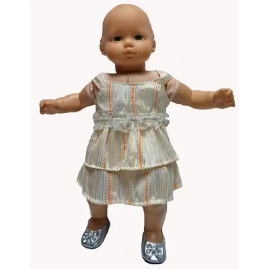 Doll Clothes Superstore Size 7 Matching Girl And Doll Cream Stripe Ruffle Dresses image {3}