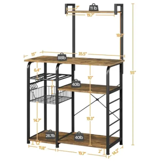 Yaheetech Kitchen Storage Shelves with 10 Hooks image {3}